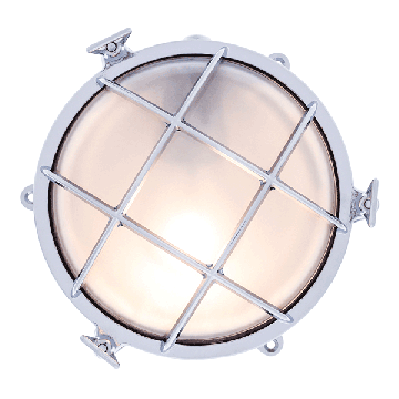 Large Round Bulkhead Light With Legs - Chrome With Clear Glass