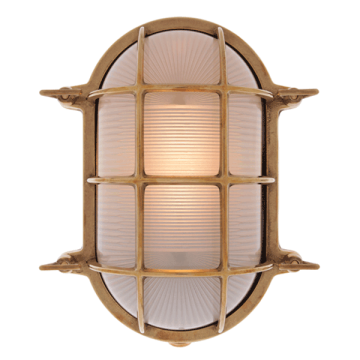 Extra Large Oval Bulkhead Light - Brass With Frosted Glass