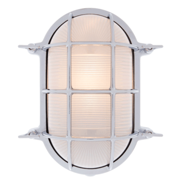 Extra Large Oval Bulkhead Light - Chrome With Frosted Glass