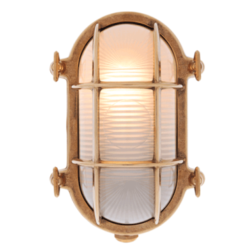 Medium Oval Bulkhead Light - Brass With Clear Glass