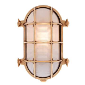 Large Oval Bulkhead Light - Brass With Clear Glass