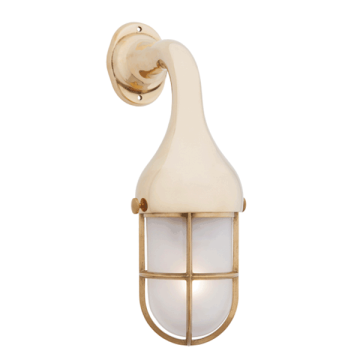 Side Arm Wall Light with Grille - Brass With Clear Glass - 220-240Vac (EU)