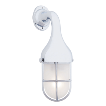 Side Arm Wall Light with Grille - Chrome With Frosted Glass - 220-240Vac (EU)