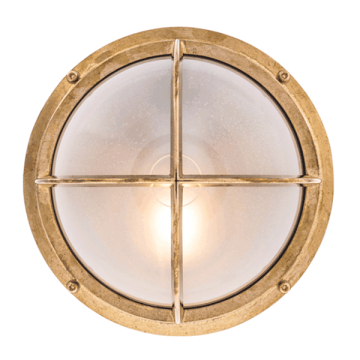 Round Bulkhead Light - Brass With Clear Glass