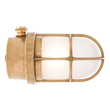Grille Lamp - Brass With Frosted Glass