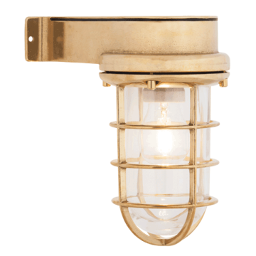 Side Arm Bulkhead Light - Brass With Clear Glass