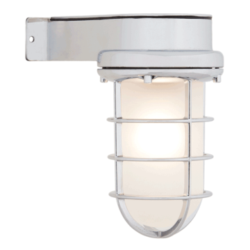 Side Arm Bulkhead Light - Chrome With Frosted Glass