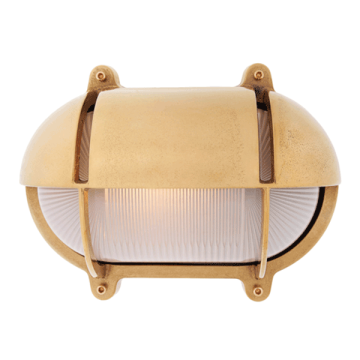 Extra Large Oval Bulkhead Light with Eyelid - Brass With Frosted Glass