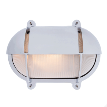 Extra Large Oval Bulkhead Light with Eyelid) - Chrome With Clear Glass