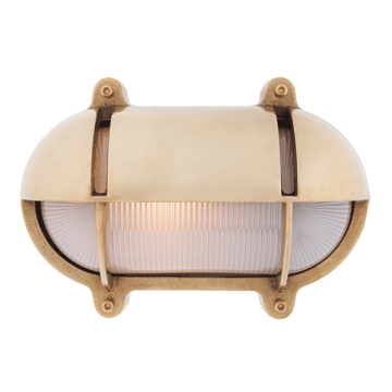 Large Oval Bulkhead Light with Eyelid - Brass With Clear Glass