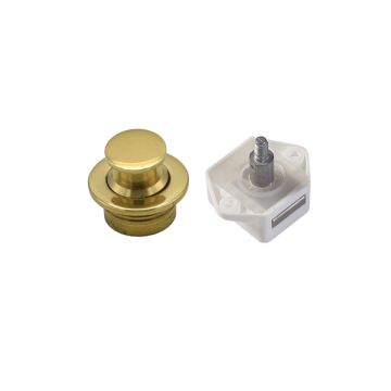 Round Mini Push Button with Mechanism - Brass - White Mechanism - Max. Panel Thickness 16.00mm