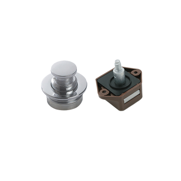 Round Mini Push Button with Mechanism - Chrome - Brown Mechanism - Max. Panel Thickness 16.00mm