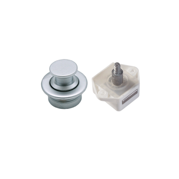 Round Mini Push Button with Mechanism - Satin Chrome - White Mechanism - Max. Panel Thickness 19.00mm