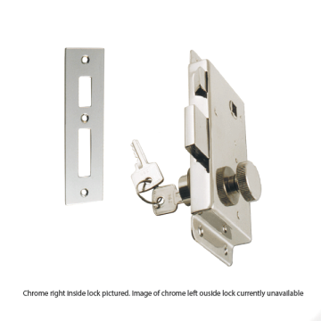 Rim Lock - Chrome - Left Outside - 35.00 mm Cylinder