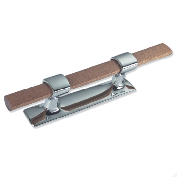 Bollard Deck Cleat with Wooden Bar - Chrome - 265mm