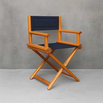 Solid Beech Director's Chair With Teak Stain - Blue