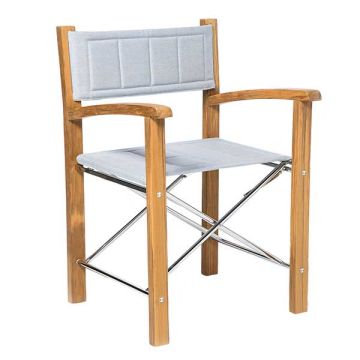Teak Folding Director's Chair - Grey