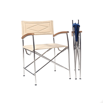 Stainless Steel And Teak Director's Chair - Blue