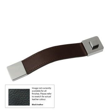 Chrome Push Button Mechanism With Leather Handle - Black Leather