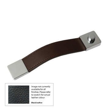 Chrome Push Button Mechanism With Leather Handle - Black Leather
