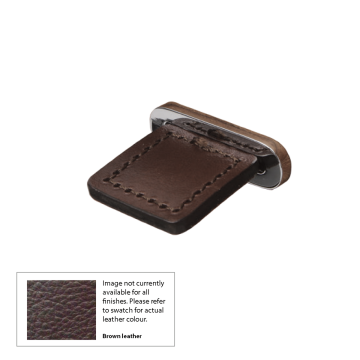 Leather Toggle Pull Latch - Chrome With Brown Leather