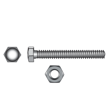 316-Grade Stainless Steel (A4) Hex Head Precision Screws & Nuts-M10-20mm