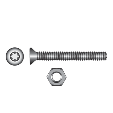 316-Grade Stainless Steel (A4) Torx Countersunk Precision Screws & Nuts-M10-70mm