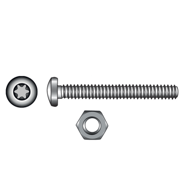 316-Grade Stainless Steel (A4) Torx Pan Head Precision Screws & Nuts-M8-35mm