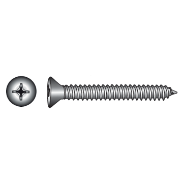 316-Grade Stainless Steel (A4) Phillips Countersunk Self-Tapping Screws - 4.8mm - 60mm (No.10)