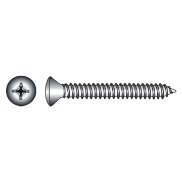 316-Grade Stainless Steel (A4) Phillips Domed Countersunk Self-Tapping Screws - 2.9mm - 9.5mm (No.4)