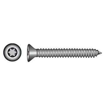316-Grade Stainless Steel (A4) Torx Countersunk Self-Tapping Screws - 4.2mm - 25mm (No.8)