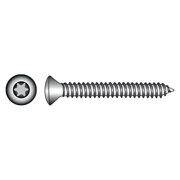 316-Grade Stainless Steel (A4) Torx Domed Countersunk Self-Tapping Screws - 2.9mm - 13mm (No.4)